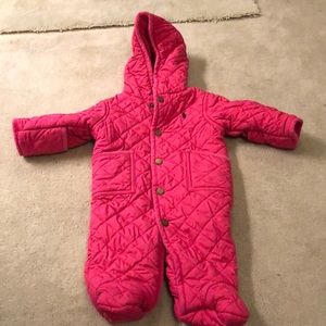 Girls Pink Ralph Lauren Snowsuit size 3 mo.